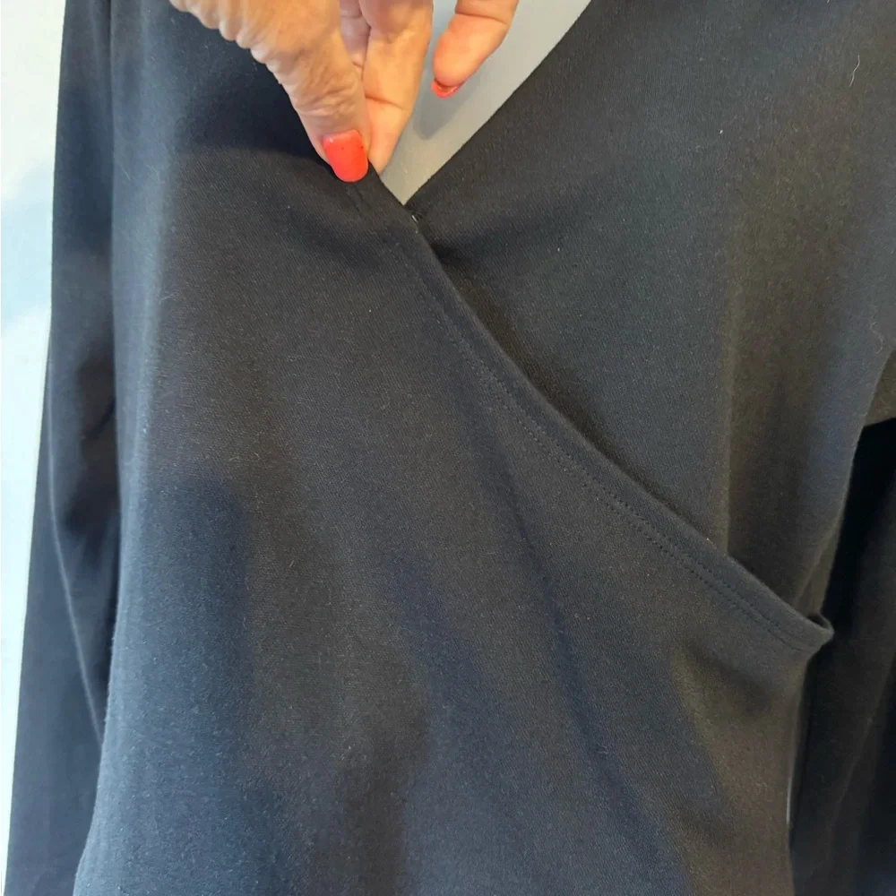 NWT Belle Du Jour Black Mock Wrap Top MEDIUM #3 - Picture 7 of 11